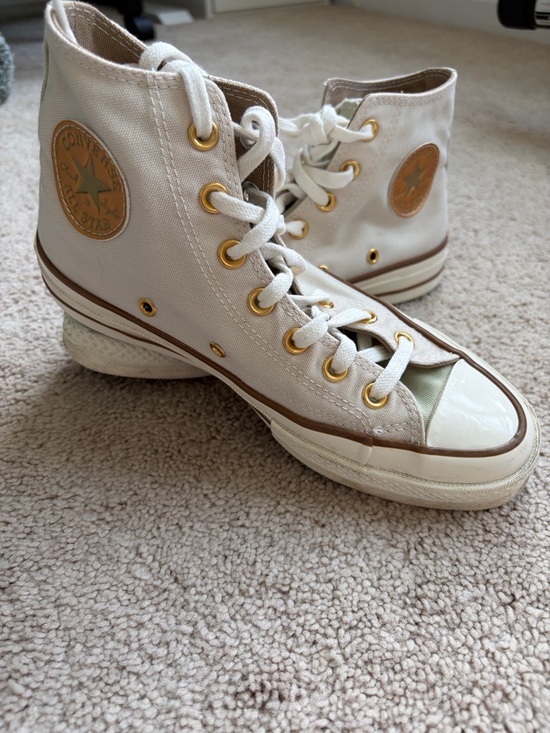 Converse Shoes - Custom Converse All Star Sneakers in off-white with Sage Green Accents